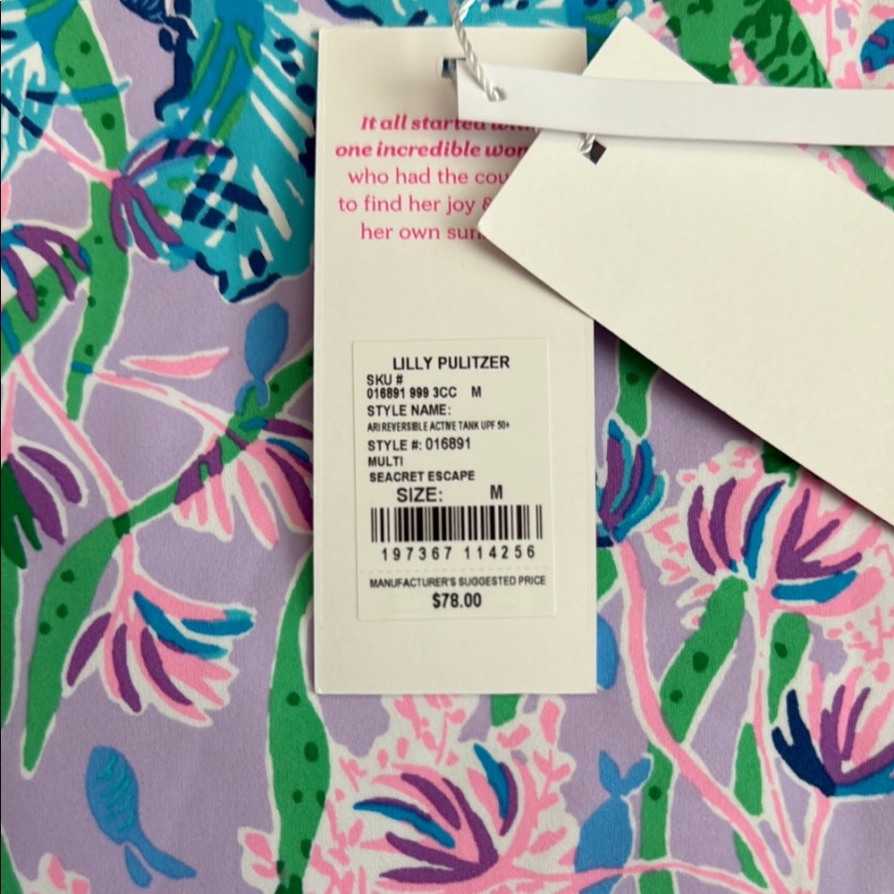 Lilly Pulitzer Purple and Blue Floral Tank Top NWT Reversible Active Tank Top - Picture 2 of 3